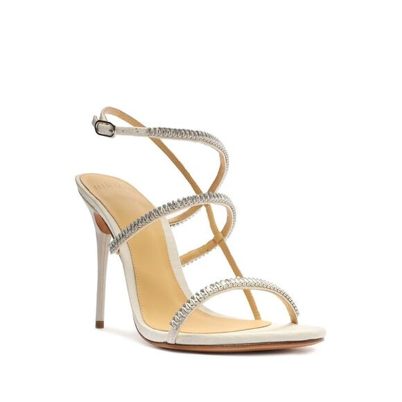 ALEXANDRE BIRMAN Shoes - ALEXANDRE BIRMAN Womens White Sally Zircone Open Toe Stiletto Heeled Sandal 37.5